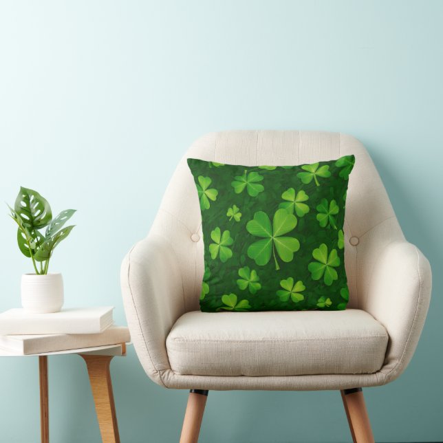 Four Leaf Clover Pattern Throw Pillow (Chair)