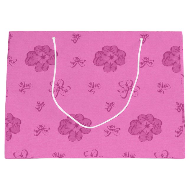 Four-Leaf Clover Pink Large Gift Bag (Front)