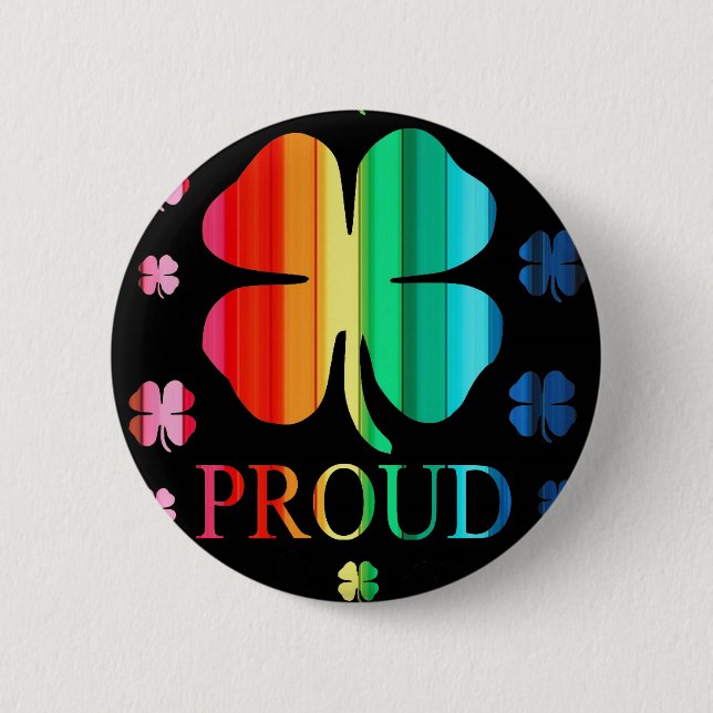 Four leaf clover Rainbow RoyGeeBiv - LGBT 2 Inch Round Button (Front)