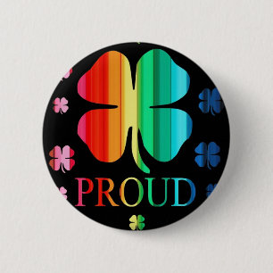 Four leaf clover Rainbow RoyGeeBiv - LGBT 2 Inch Round Button