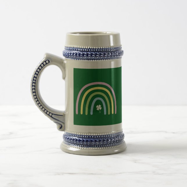 Four Leaf Clover Rainbow St Patrick's Day  Beer Stein (Left)