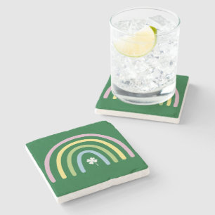 Four Leaf Clover Rainbow St Patrick's Day Stone Coaster