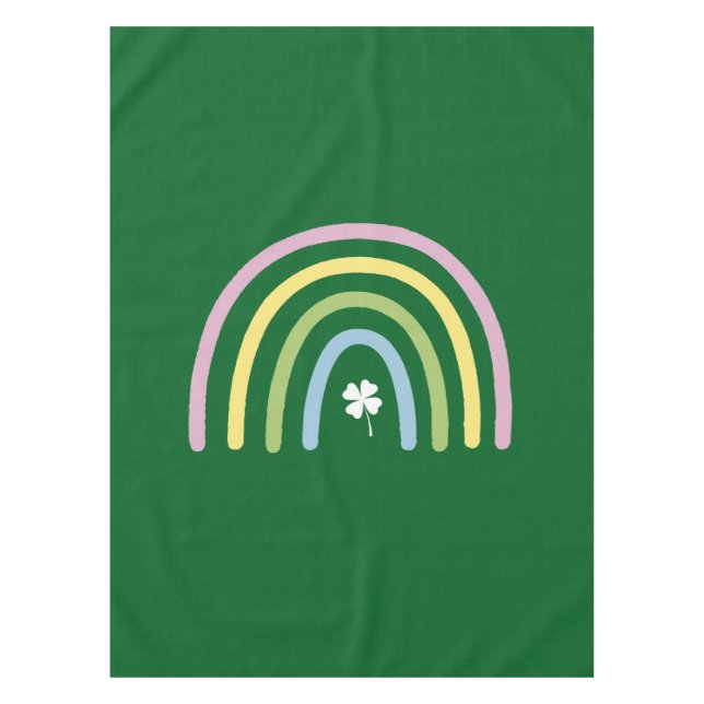 Four Leaf Clover Rainbow St Patrick's Day  Tablecloth (Front)