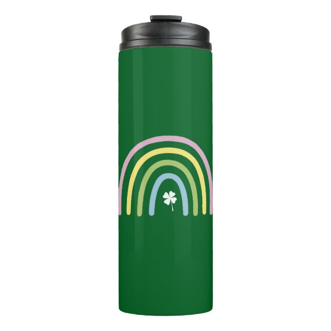 Four Leaf Clover Rainbow St Patrick's Day  Thermal Tumbler (Front)