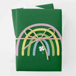Four Leaf Clover Rainbow St Patrick's Day  Wrapping Paper Sheet