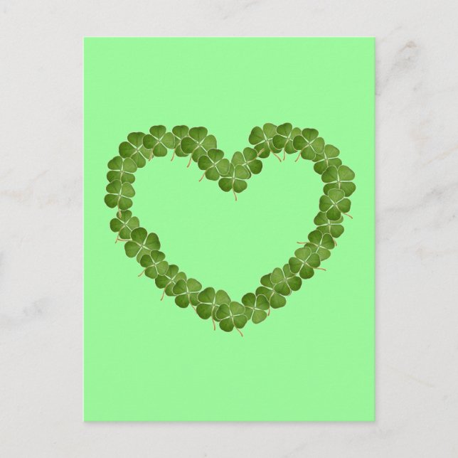 Four Leaf Clover Shamrock Heart Postcard (Front)