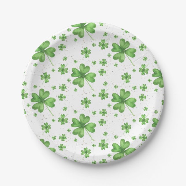 Four Leaf Clover Shamrock Paper Plate (Front)