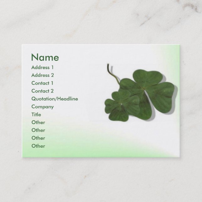Four Leaf Clover (Shamrock) Profile Card (Front)