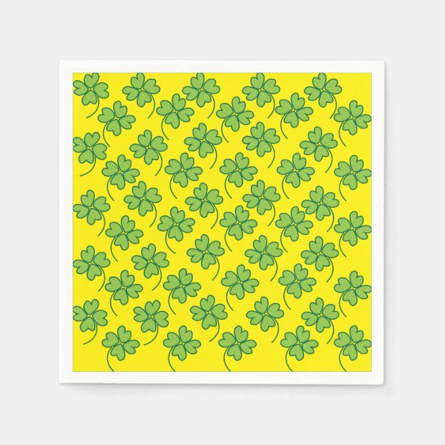 Four Leaf Clover Shamrocks Irish Party Gifts Napkin (Front)