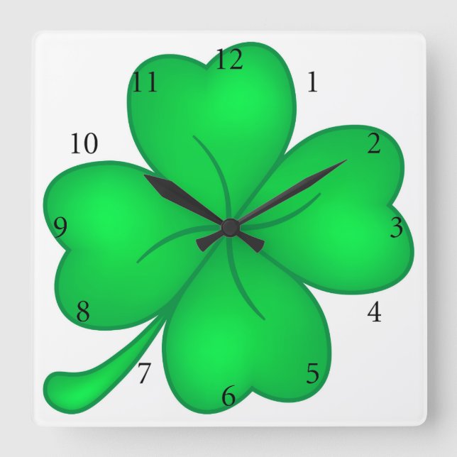 four-leaf clover square wall clock (Front)