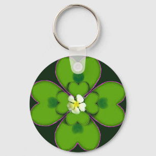 Four Leaf Clover St. Patrick Irish Flower Patty Keychain