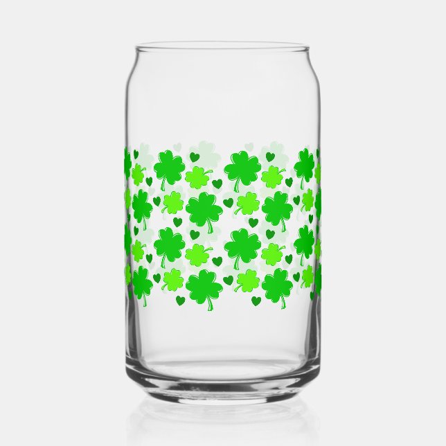 Four Leaf Clover St. Patrick's Day Can Glass (Front)