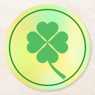 Four Leaf Clover St. Patrick's Day Design-87906 Round Paper Coaster