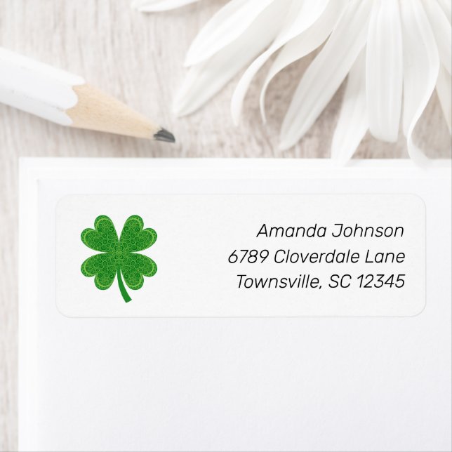 Four Leaf Clover St. Patrick's Day Return Address (Insitu)