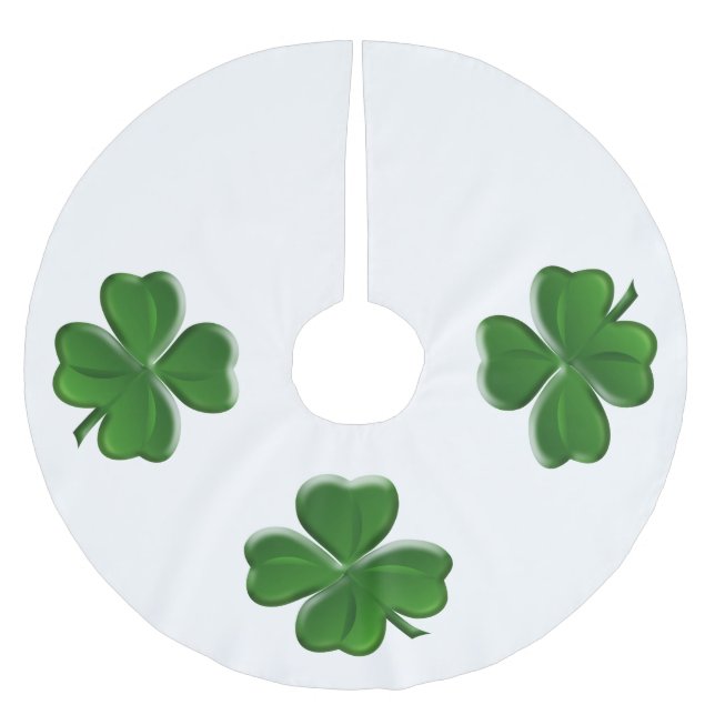 Four Leaf Clover - St Patrick's Day Symbol Brushed Polyester Tree Skirt (Front)