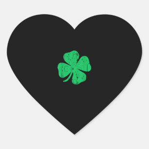 Four Leaf Clover T-Shirt Vintage Saint Patrick Day Heart Sticker