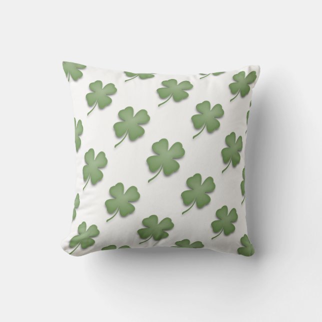 Four Leaf Clover Throw Pillow (Front)