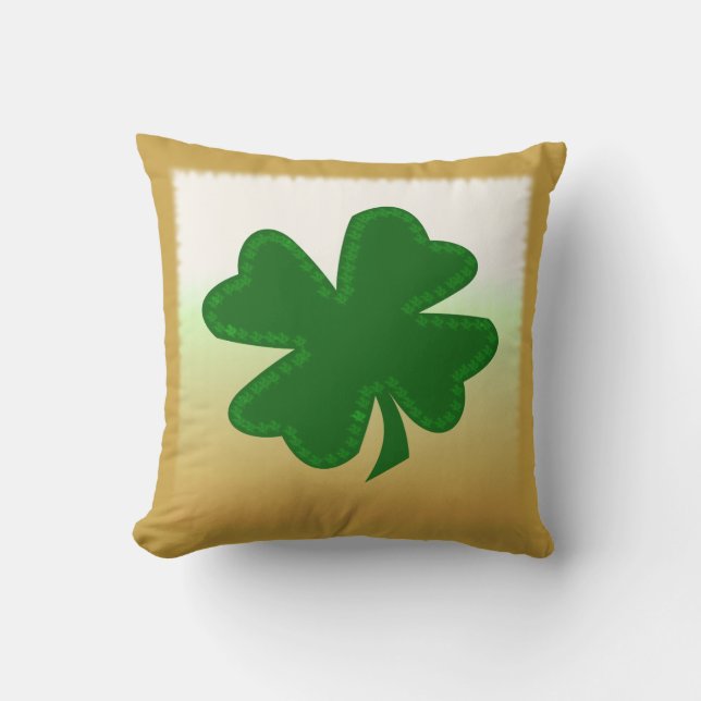 Four Leaf Clover Throw Pillow (Front)