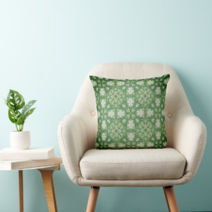 Four Leaf Clover Wallpaper Throw Pillow