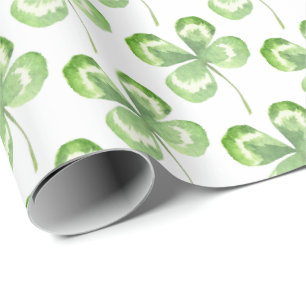 Four Leaf Clover Watercolor Wrapping Paper