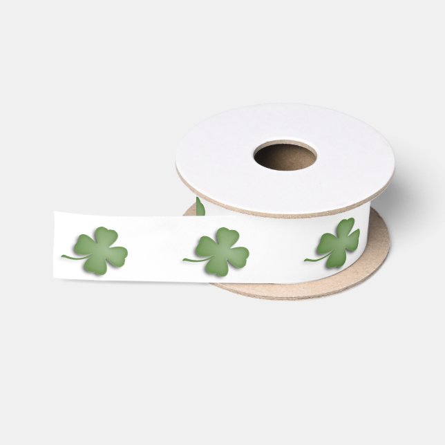 Four Leaf Clover White Satin Ribbon (Spool)
