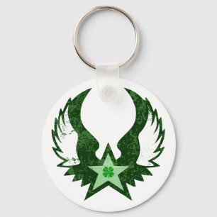 four leaf clover. winged star. keychain
