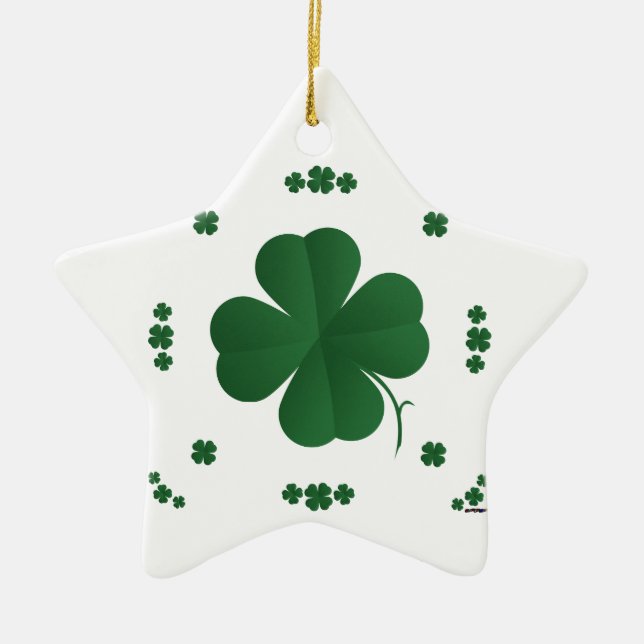 Four Leaf Clovers Ceramic Ornament (Front)