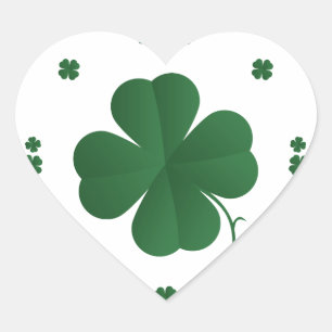 Four Leaf Clovers Heart Sticker