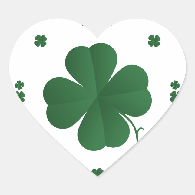 Four Leaf Clovers Heart Sticker (Front)