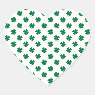Four leaf clovers in green heart sticker