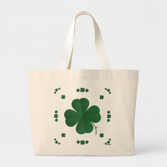 Four Leaf Clovers Large Tote Bag (Front)