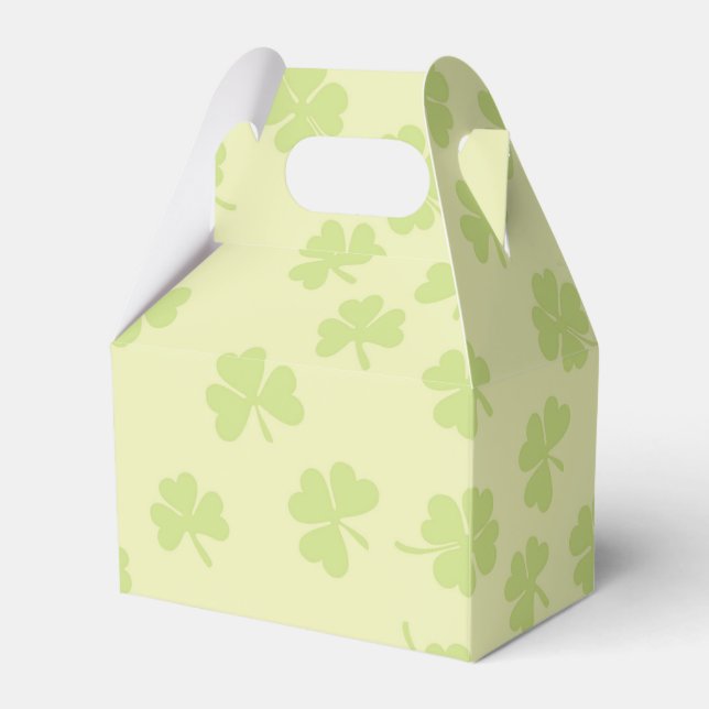 Four Leaf Clovers Shamrock St Patrick Day Favor Box (Front Side)