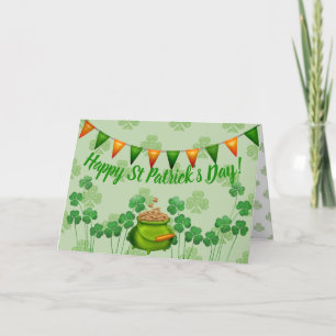 Four-Leaf Clovers St Patrick's Day Holiday Card