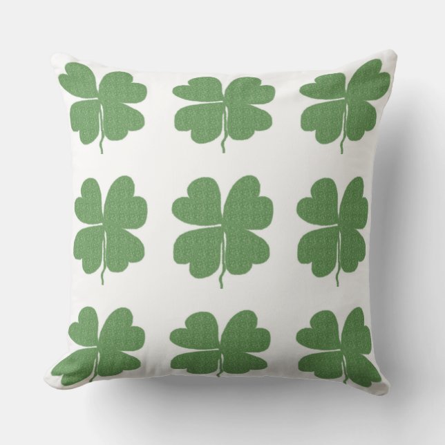 Four Leaf Clovers Throw Pillow (Front)