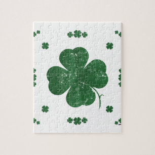 Four Leaf Clovers - vintage style Jigsaw Puzzle