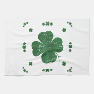 Four Leaf Clovers - vintage style Kitchen Towel