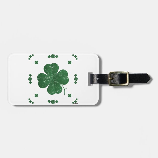 Four Leaf Clovers - vintage style Luggage Tag (Front Horizontal)