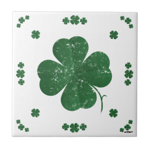 Four Leaf Clovers - vintage style Tile