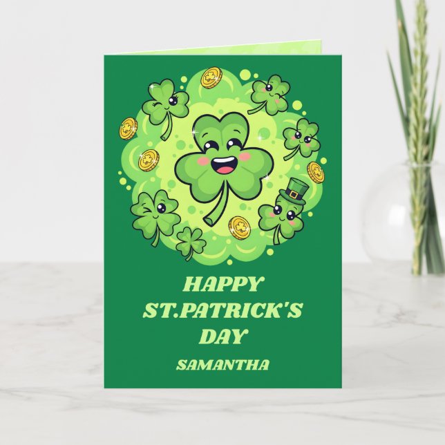 Four-Leaf Fun St. Patrick’s Day Card (Front)