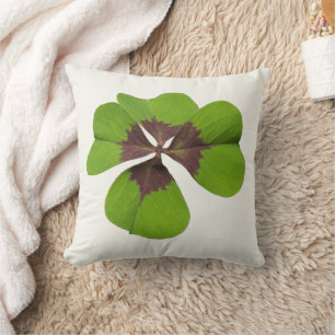 Four Leaf Lucky Clover St Patricks Day Good Luck Throw Pillow