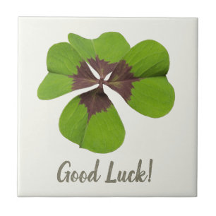 Four Leaf Lucky Clover St Patricks Day Good Luck Tile