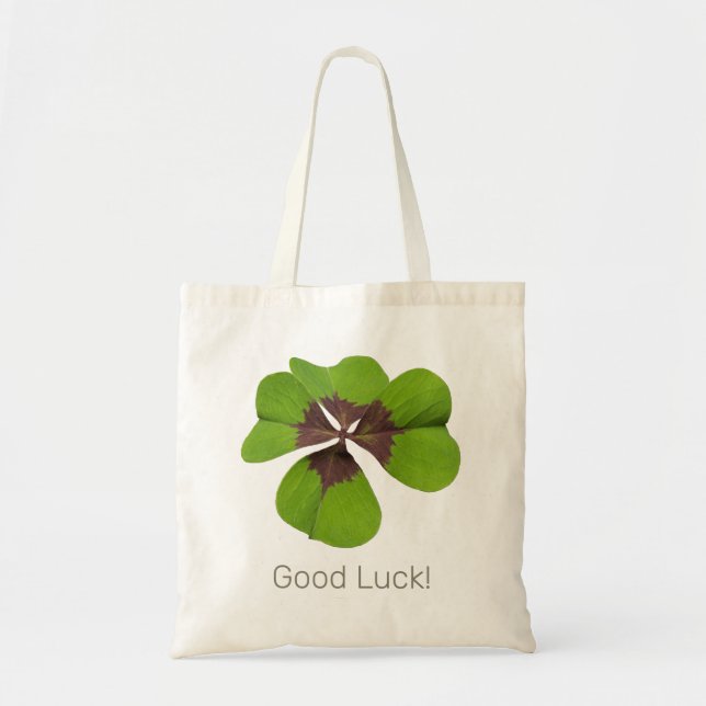 Four Leaf Lucky Clover St Patricks Day Good Luck Tote Bag (Front)