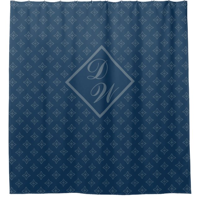 Four Leaf Rosette Airforce Blue Foulard Pattern (Front)