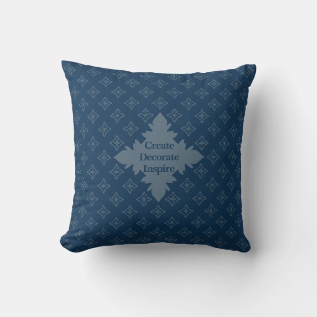 Four Leaf Rosette Airforce Blue Foulard Pattern Th Throw Pillow (Front)