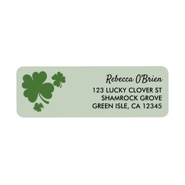 Four Leaf Shamrock Clover Green Return Address (Front)