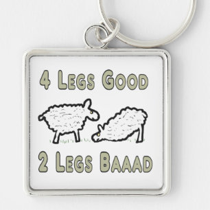 Four Legs Good Funny Sheep Pun Keychain
