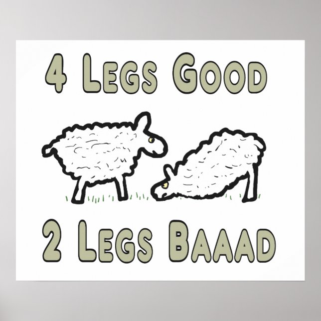 Four Legs Good Funny Sheep Pun Poster (Front)