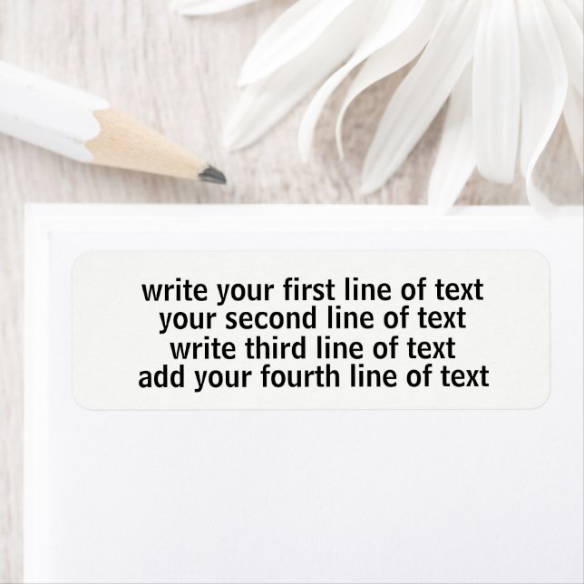 four lines of editable text on simple plain white (Insitu)