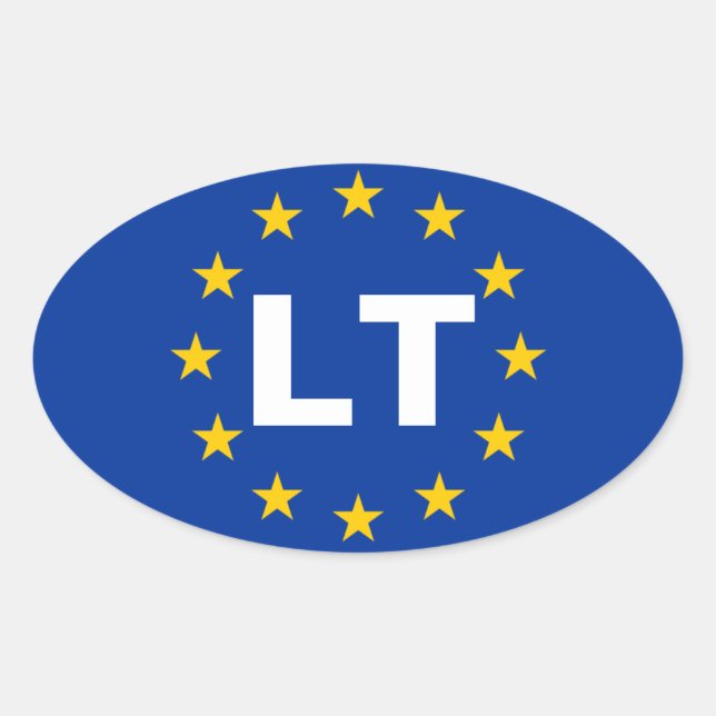 FOUR Lithuania "LT" European Union Flag Oval Sticker (Front)