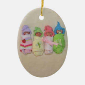 Four Little Babies: Polymer Clay Sculptures Ceramic Ornament